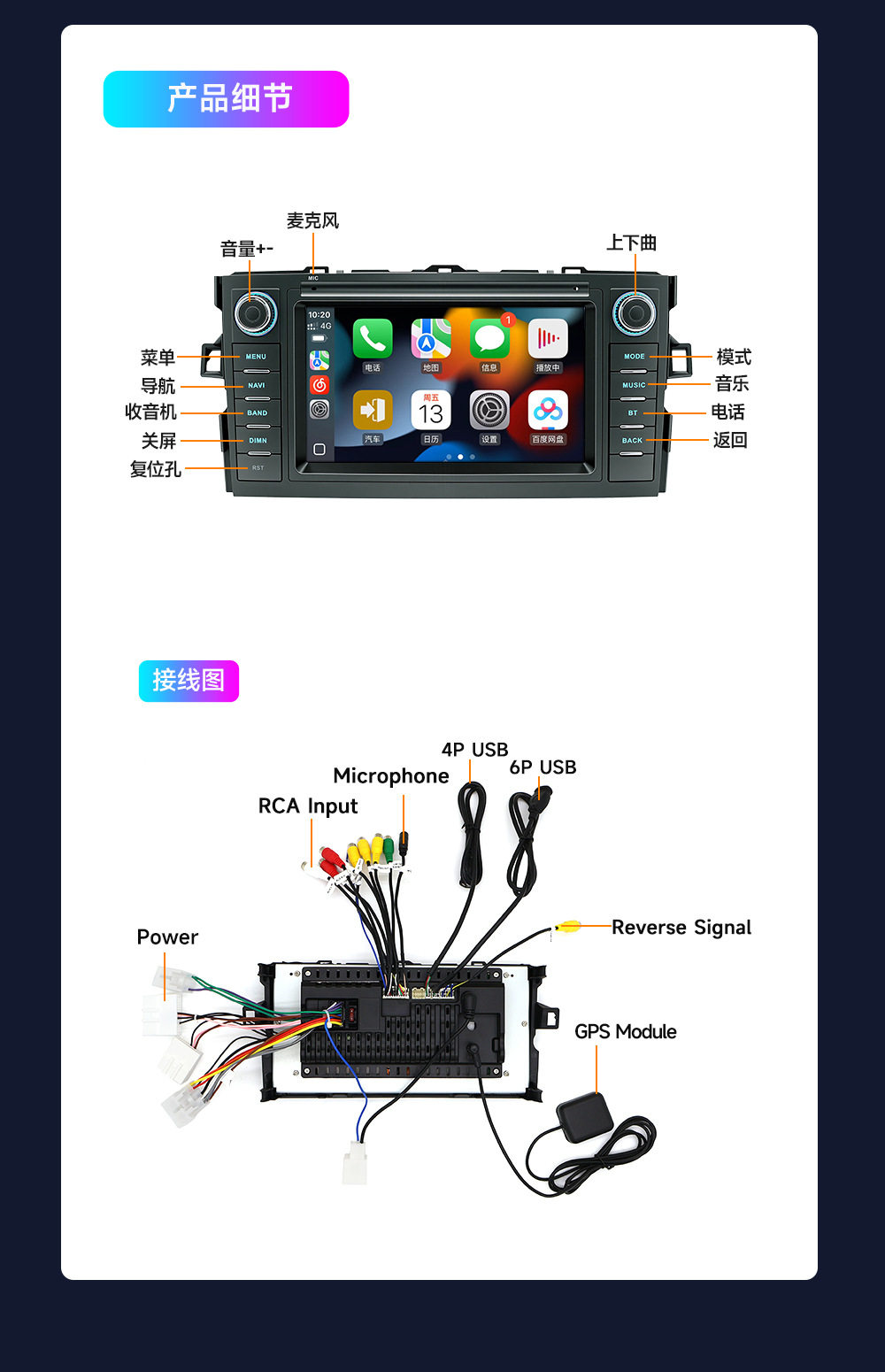 Suitable for Toyota Corolla Gps Navigation All-In-One Reversing Rear View Image Craplay Car Player