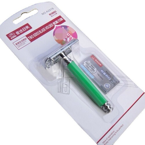 Goldanmei A2019 Shaving Razor Stand, Manual Double-Sided Shaving Razor Stand, Includes 1 Blade Metal Razor Stand