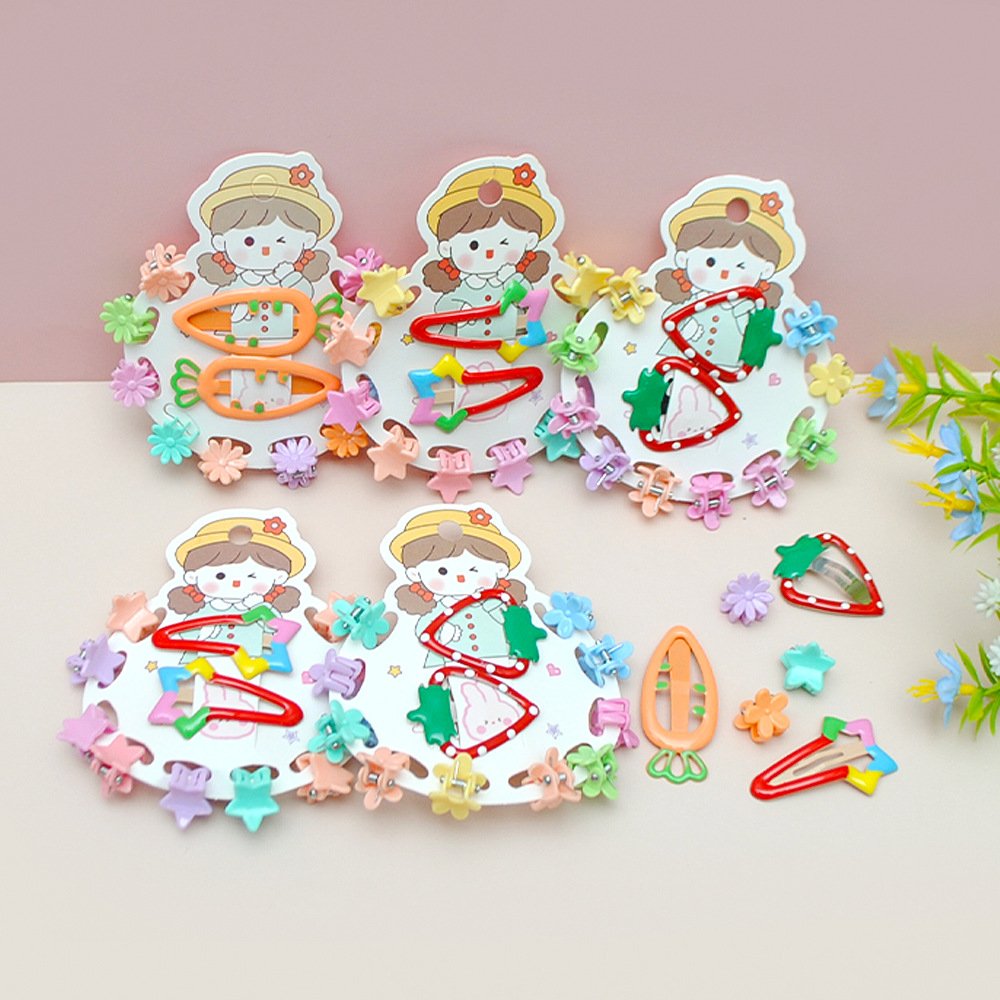 Flores de niños pequeños clip de agarre adorable BB clip conjunto clip de pestaña color caramelo acabador de cabello cortado lateral tarjeta de cabello de niña