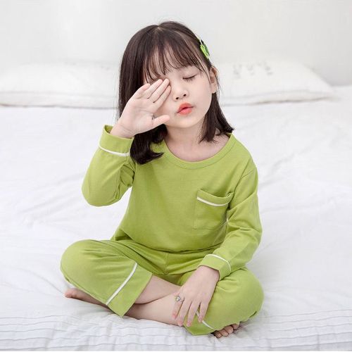 Children's Sleepwear for Spring and Autumn: Boys' Long-Sleeve & Girls' Boys' Mid-to-Large Size Pajama Set for Fall/Winter Home Wear, Also Ideal as Air-Conditioning Clothing