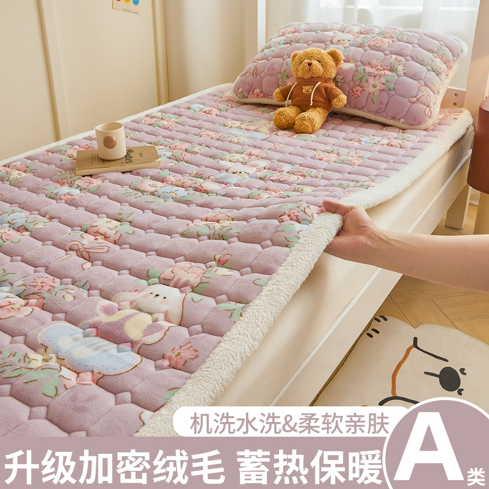 A級学生寮用ミルクベルベットマットレス、冬用厚手フリースパッド、入学時寮用シングルベッドマットレス