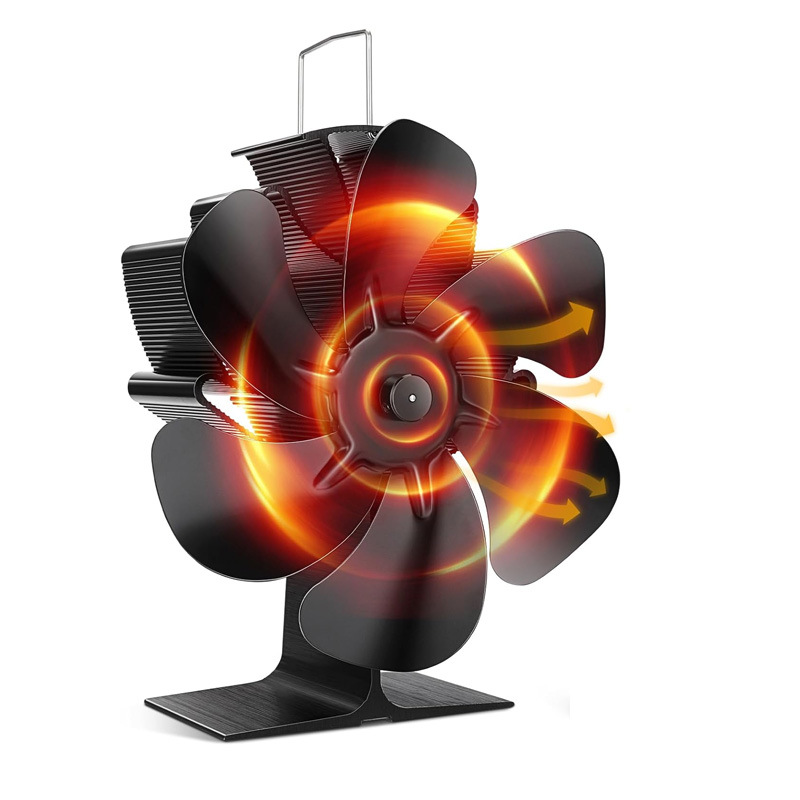 跨境热销壁炉风扇6叶热循环燃木炉热动力风扇静音无电风扇亚马逊