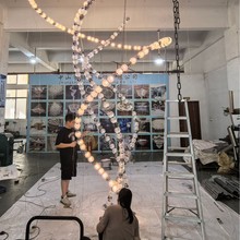 别墅客厅灯复式楼吊灯中空项链灯五星酒店大厅主吊灯定制灯具厂家
