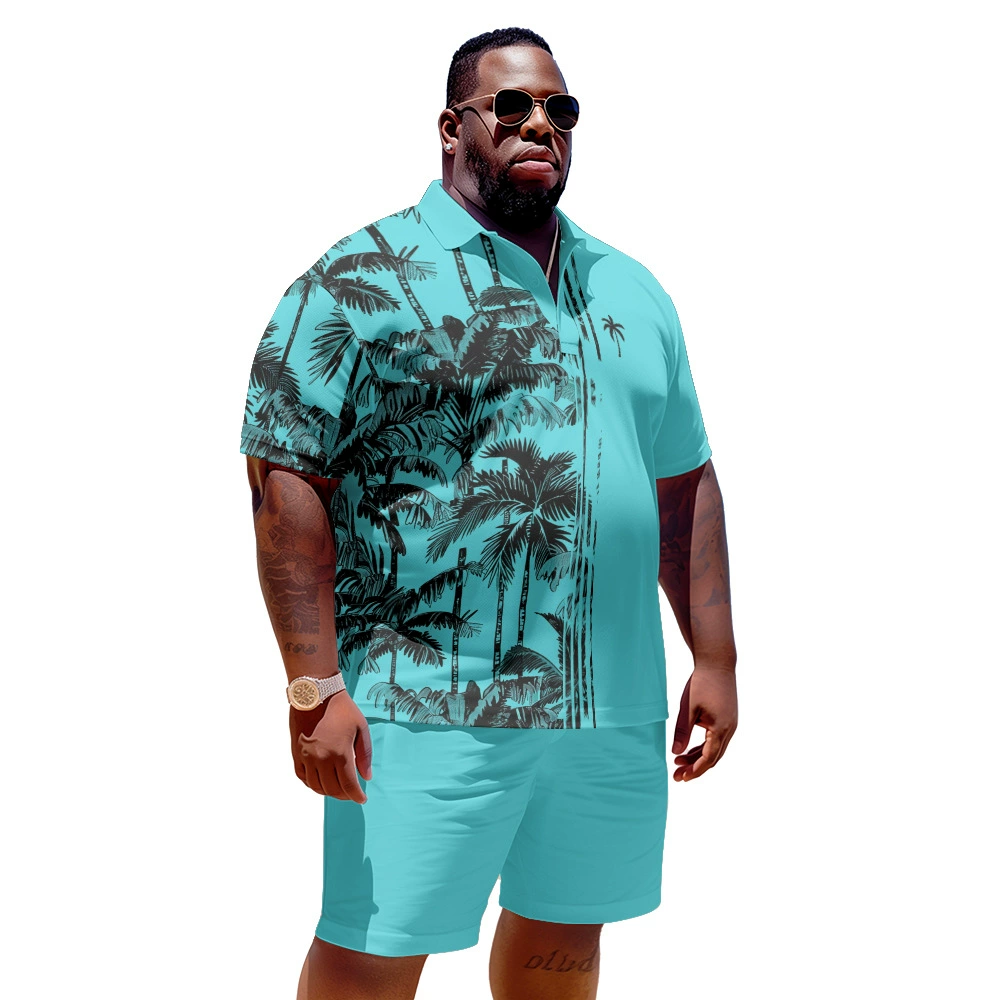 Polo, summer set, shorts, European style, oversize, with short sleeve, plus size