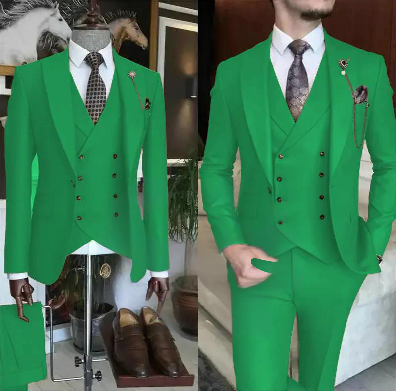 アマゾンのクロスボーダーのドレスの結婚式の新郎のスーツの男性は欧米のスーツの3つのセットのビジネスのレジャーのスーツを修理します。|undefined