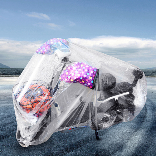 Self-produced and sold disposable battery car cover, transparent invisible motorcycle jacket, PE film rain-proof and dust-proof electric car cover