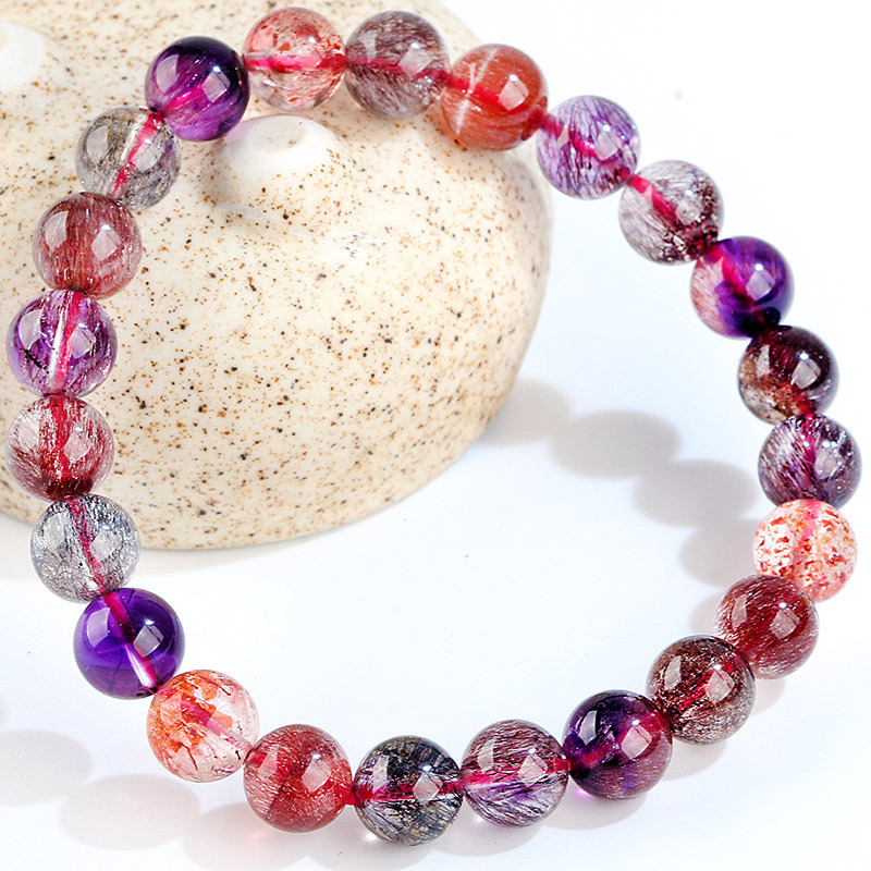 Natural Super Seven Crystal Bracelet Black Super Seven Mica Bracelet Haifeng Kendo Mingyuan Jewelry Manufacturer Wholesale