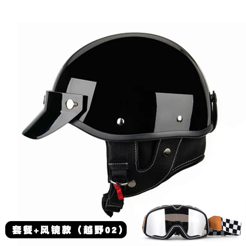 Motosiklet kaskı (dəbilqə) — Motuoche Men's Lightweight Motorcycle - mt-2-gloss-black-goggles-m