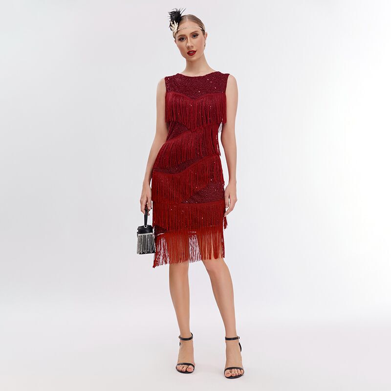 Sequin Dress 1920 Vintage Gatsby Prom Party Beaded Fringe Vest Evening Dress Cross Border Dress Sequin Dress 1920 Vintage Gatsby Prom Party Beaded Fringe Vest Evening Dress Cross Border Dress