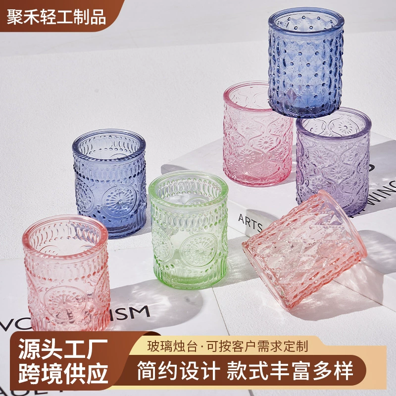 Стеклянный подсвечник для ароматерапии, ваза для воска, с узором подсолнух и бриллианты, цилиндрический, прозрачный, разноцветный, креативный, многофункциональный, подставка для свечей