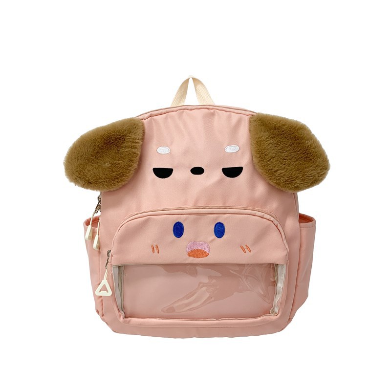 Jardín de infantes bebé mochila pequeña caricatura lindo cachorro mochila para niños y niñas nueva ventana transparente mochila para niños