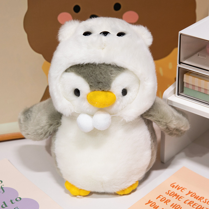 かわいい女装ペンギン人形が小さなペンギンに変身インターネット有名人ぬいぐるみ雪だるまペンギン冬服人形卸売女性|undefined