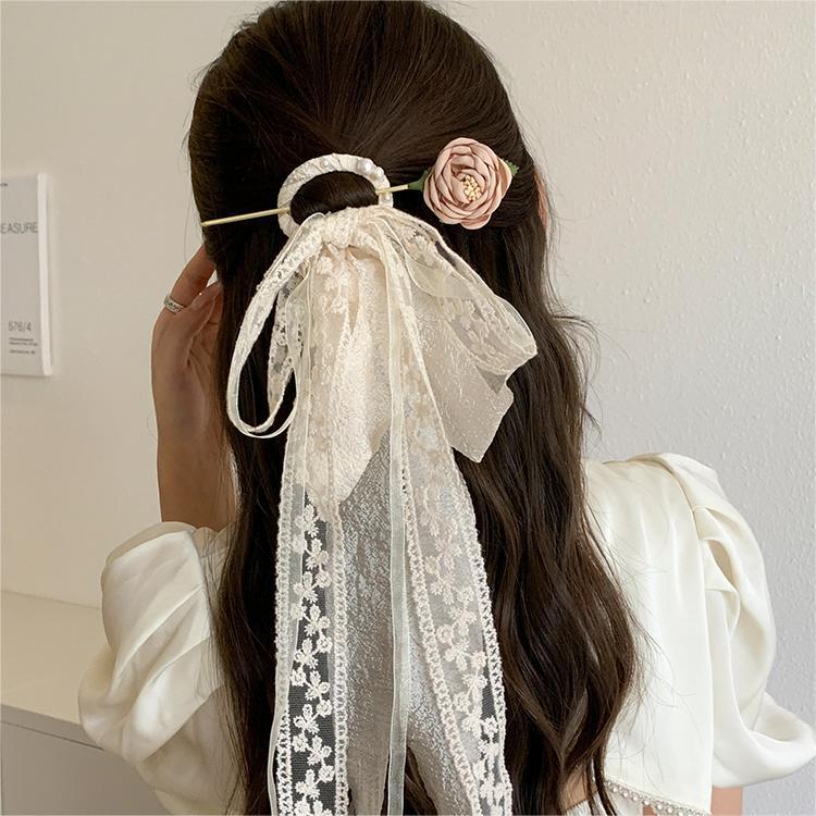 Cuerda de malla para el cabello, banda de goma, serpentina de flores, horquilla de estilo antiguo, nueva horquilla de pelo de estilo chino, bufanda de seda de verano, horquilla