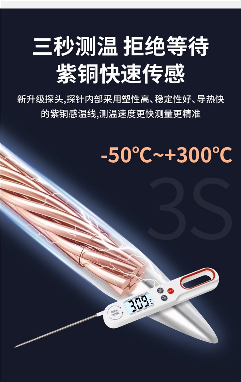 Car Air Conditioning Thermometer Tester, Vehicle Air Outlet Electronic Temperature Tester, Probe-Type Thermometer Repair