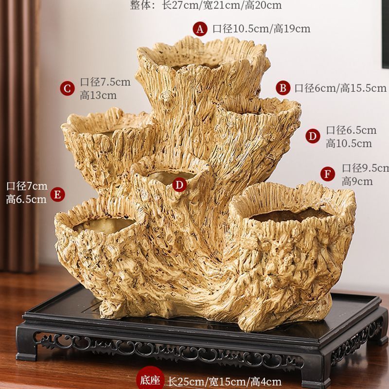 대형 모조 나무 다중 입 화분(받침 포함) [이 스타일 핫 세일]