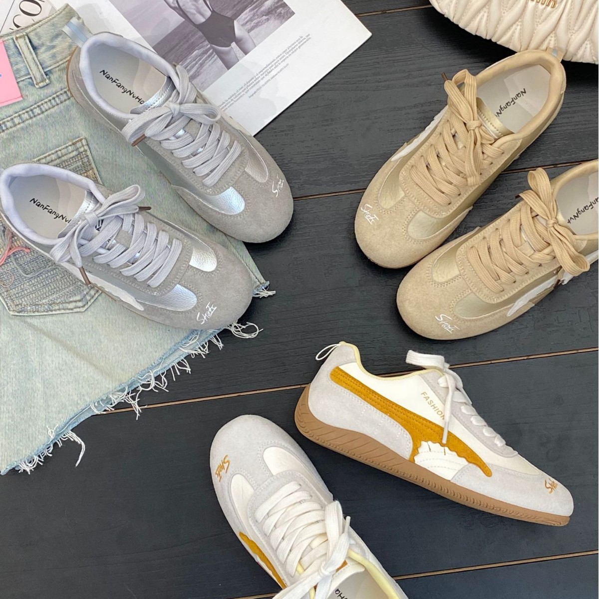 Summer New Style German Training Shoes for Women, Soft Sole, Non-Slip, Versatile Casual Forrest Gump Sneakers, Comfortable and Breathable J-K5507