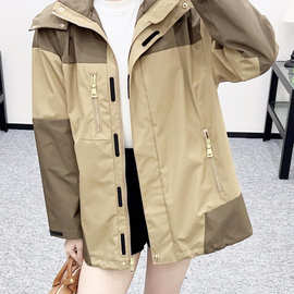 高版本-PD三角拼色风衣外套减龄宽松款式25早秋洋气男女新款