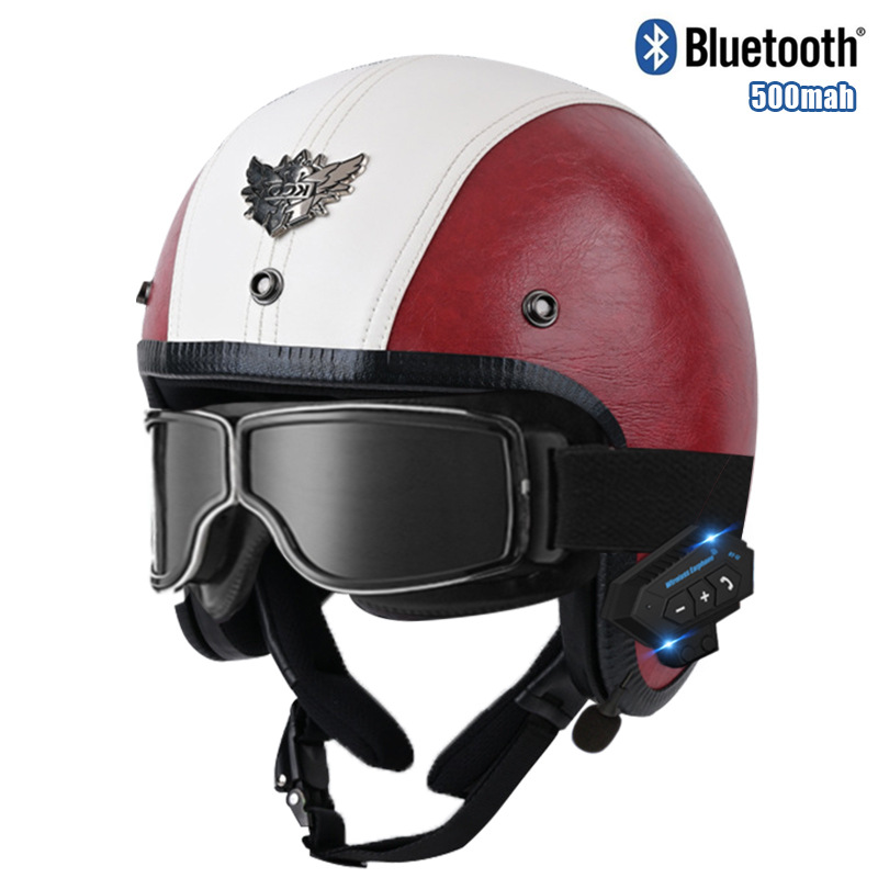 K 빨간색과 흰색 사각형 복고풍 거울 블루투스