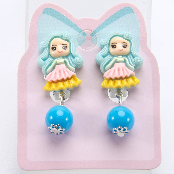 Blue small princess costume, ear clips, 1 pair