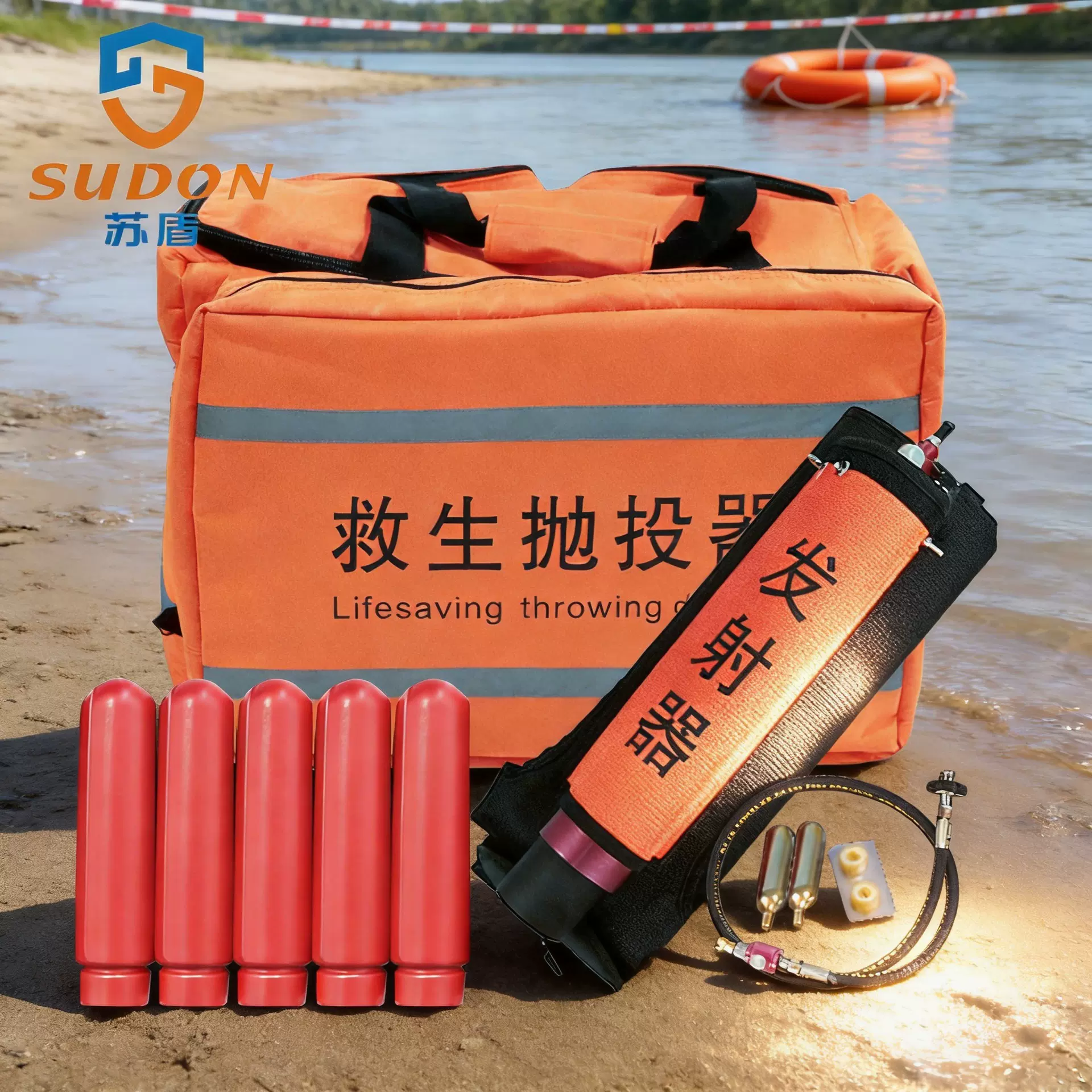 韩式救生索发射器水陆两用射绳枪韩式气动抛投器救生绳索抛射器
