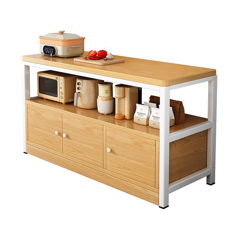 Gabinete de estante multifuncional de cocina Mesa de corte de vegetales de piso mesa de trabajo Gabinete de almacenamiento de microondas multicapa