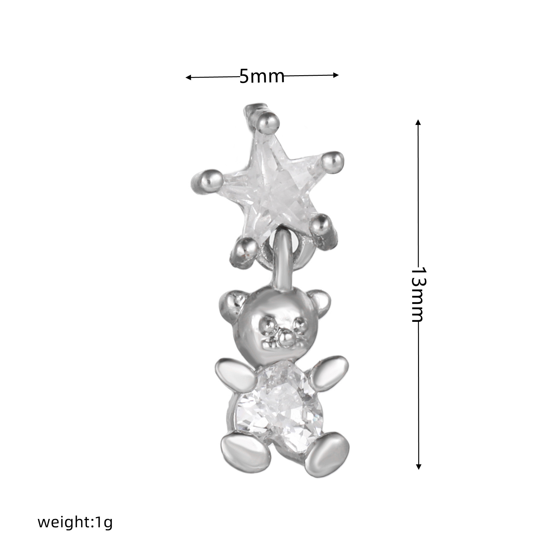 Fashion Star Brass Inlay Zircon Ear Studs 1 Piece