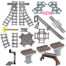 跨境积木配件列车积木火车轨道左右斜分岔轨道/直轨/弯轨十字轨道
