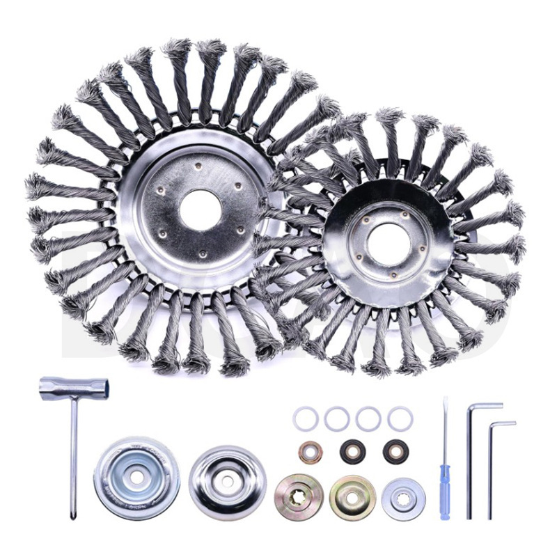 Nueve caballos de apoyo cortacésped de rueda de acero de apoyo cortacésped de acero eliminación de óxido de deshierbe placa