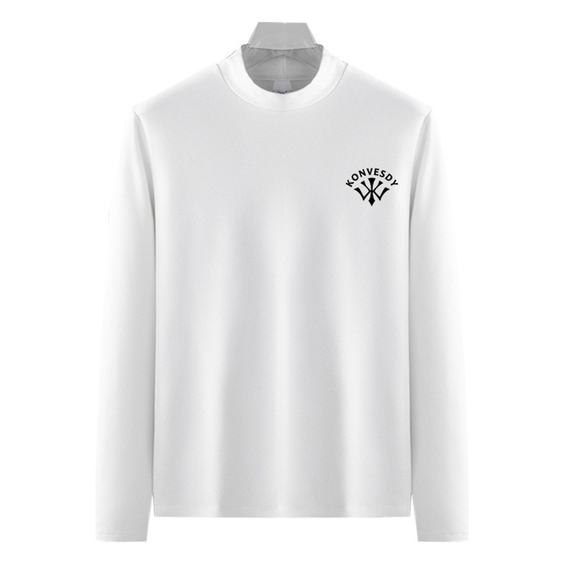 Exquisito negocio slim fit hong kong estilo slim fit de terciopelo a prueba de frío cálido medio cuello alto ropa interior de otoño camiseta de los hombres