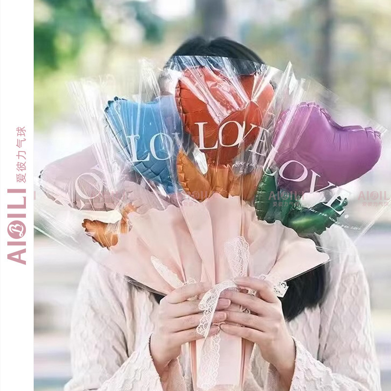 Valentine's Day balloon love bouquet Valentine's Day Goddess Festival small gift to send girlfriend balloon flower photo props Valentine's Day balloon love bouquet Valentine's Day Goddess Festival small gift to send girlfriend balloon flower photo props