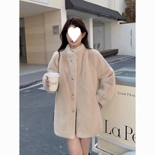 2025中长款水貂绒大衣立领气质名媛款|毛毛外套高人气选品