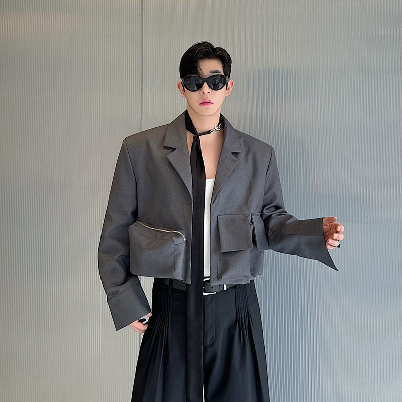 24 autumn small three-dimensional multi-pocket profile short suit jacket three-color men and women W10516 5145