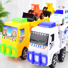 兒童慣性雙層拖頭車玩具模型平板拖車工程車地攤工廠直銷批發跨境