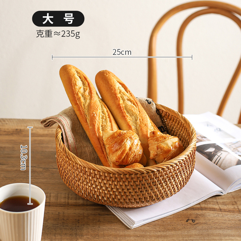 Vintage artesanal trenzado bandeja de frutas trenzada pan canasta casera cesta de desayuno cesta de picnic cesta de bocadillos cesta de postres