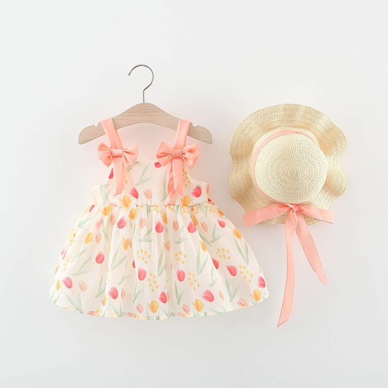Princess Flower Bow Knot Cotton Girls Dresses display picture 3