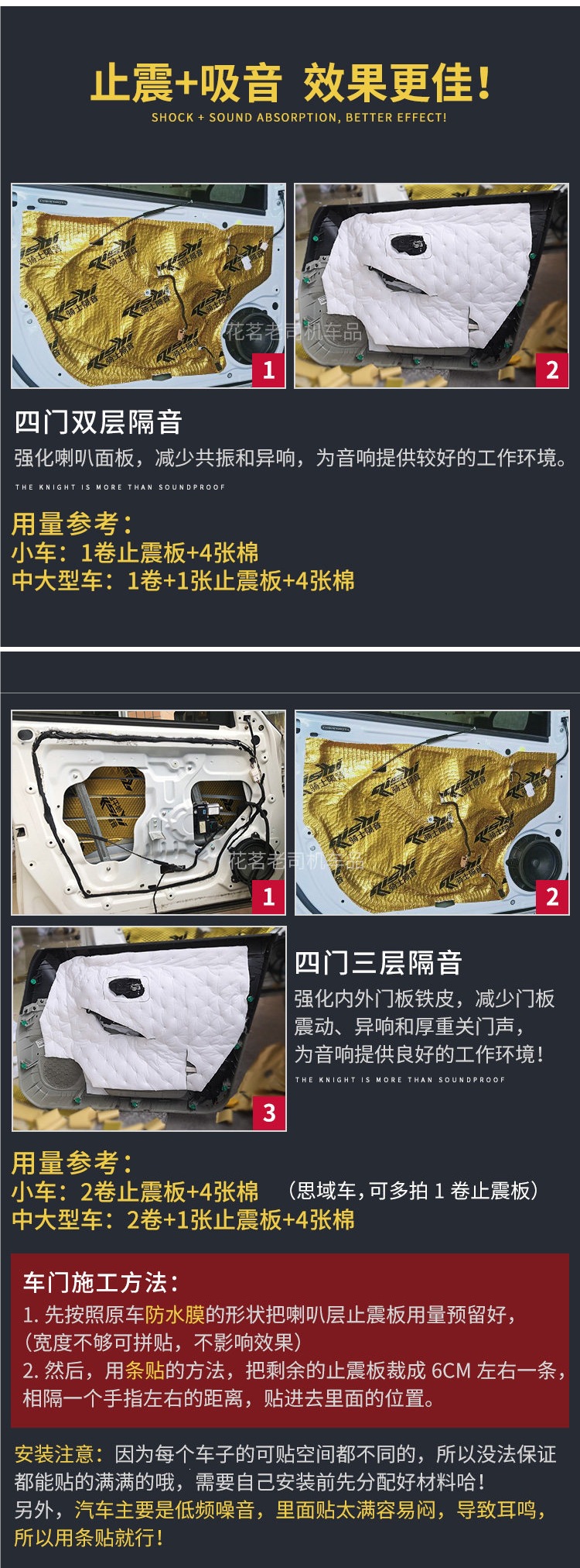 Car Soundproofing and Shock-Absorbing Panels, Environmentally Friendly Noise-Reducing Butyl Rubber Material, Car Door Sound Dampening, Super Sound-Absorbing Cotton, Self-Adhesive Soundproofing Cotton