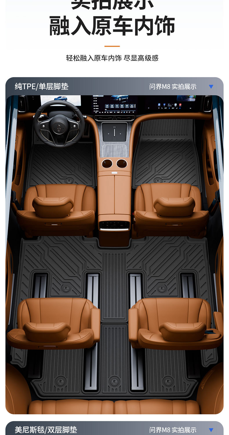 Suitable for Aito M5 M6 M7 M8 M9 Special Vehicles, All-Weather Tpe Car Floor Mats and Vehicle Accessories