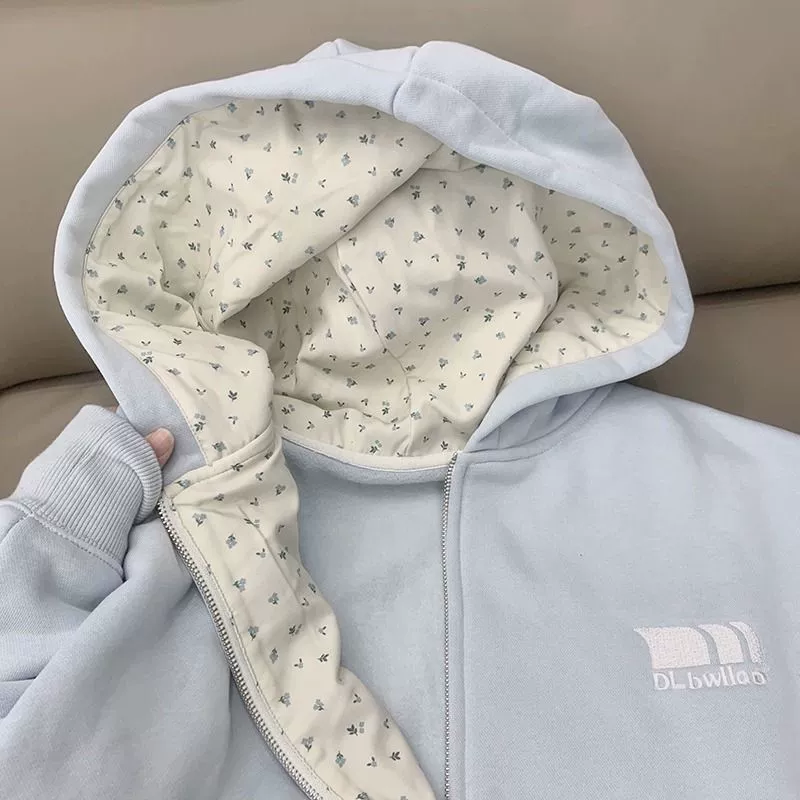 Осенний худи, милый кардиган, цветочный принт, oversized