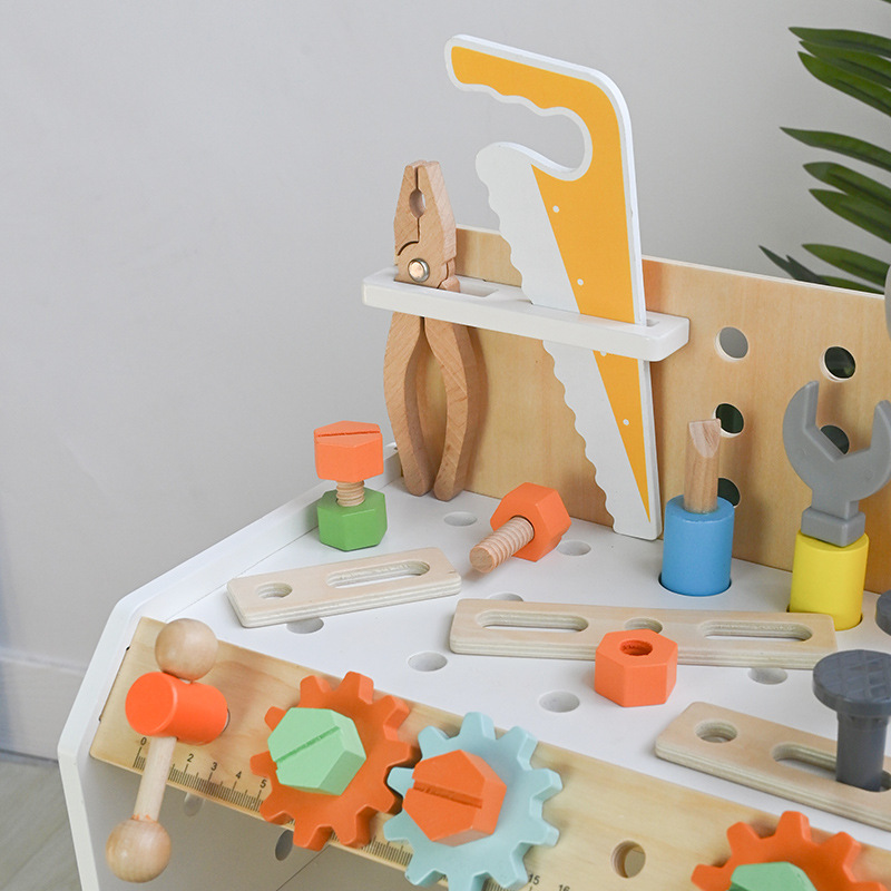 Juguetes de madera para niños multifuncional trompeta clásica mesa de herramientas Monthi educación temprana ocupada entrenamiento de rompecabezas desbloqueo mantenimiento