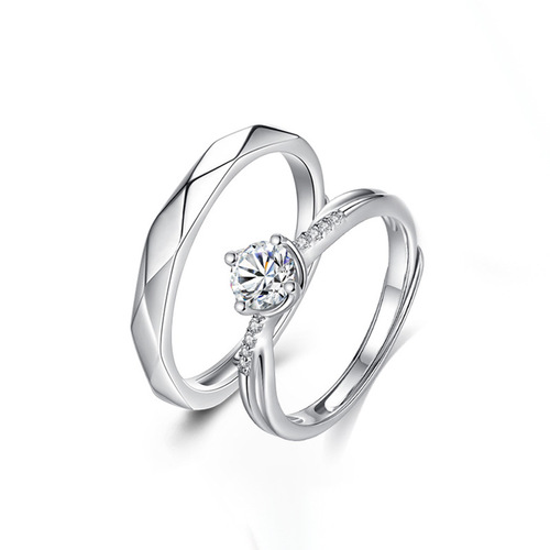 Love for life s925 sterling silver couple ring, a pair of men's and women's wedding rings, niche design Valentine's Day gift