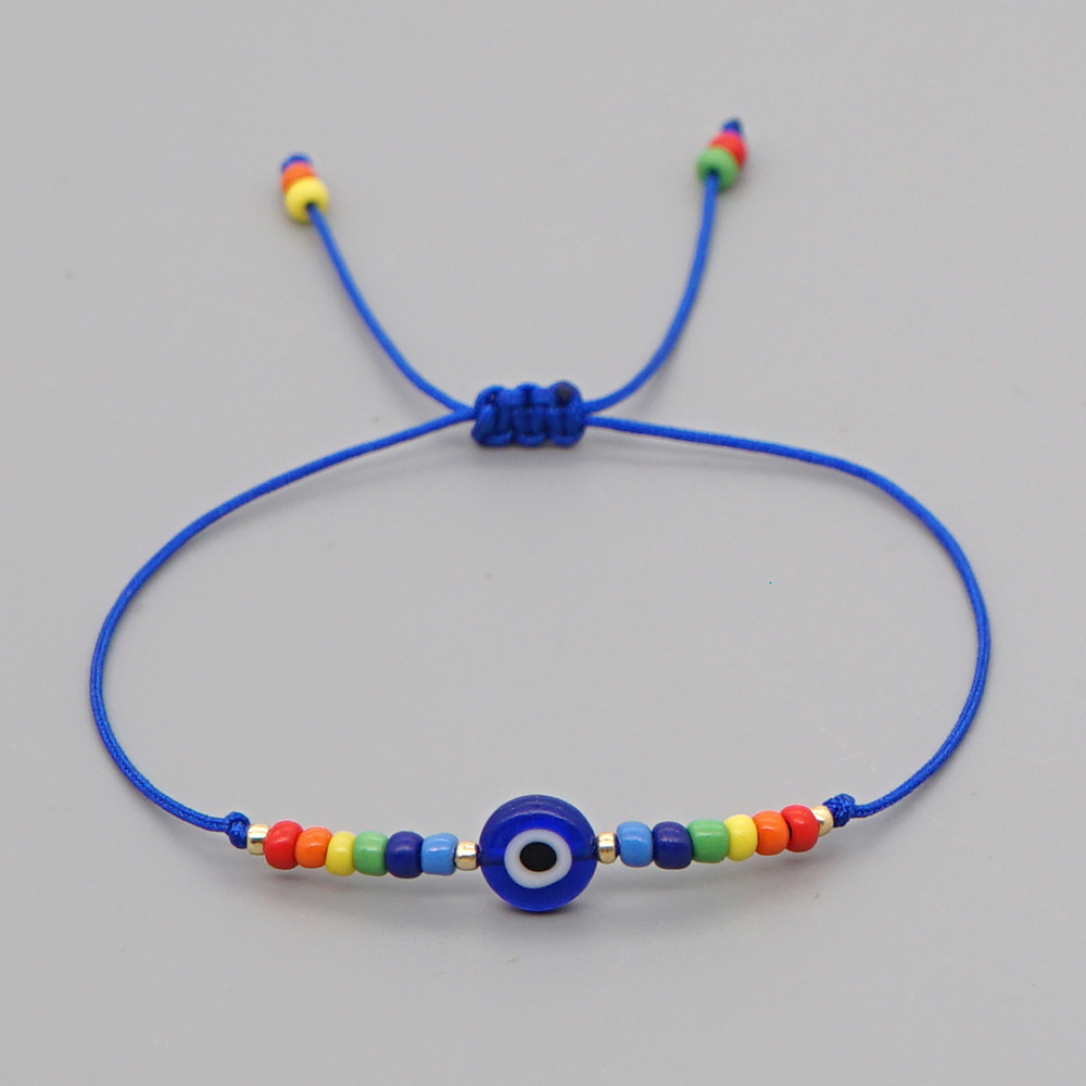 Böhmischen Stil Glasperlen Augen Handgewebte Bunte Emaille Armband display picture 4