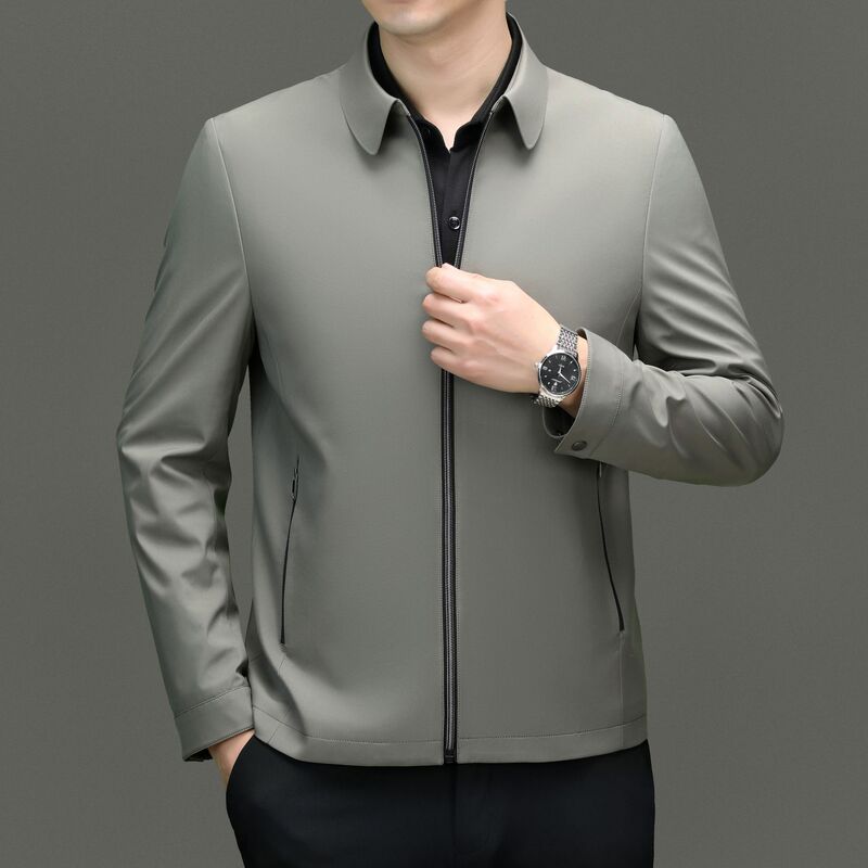 2025 Spring and Autumn Lapel Loose Work Jacket Men's Casual Top Men's Light Business Jacket for Young and Middle-Aged Men