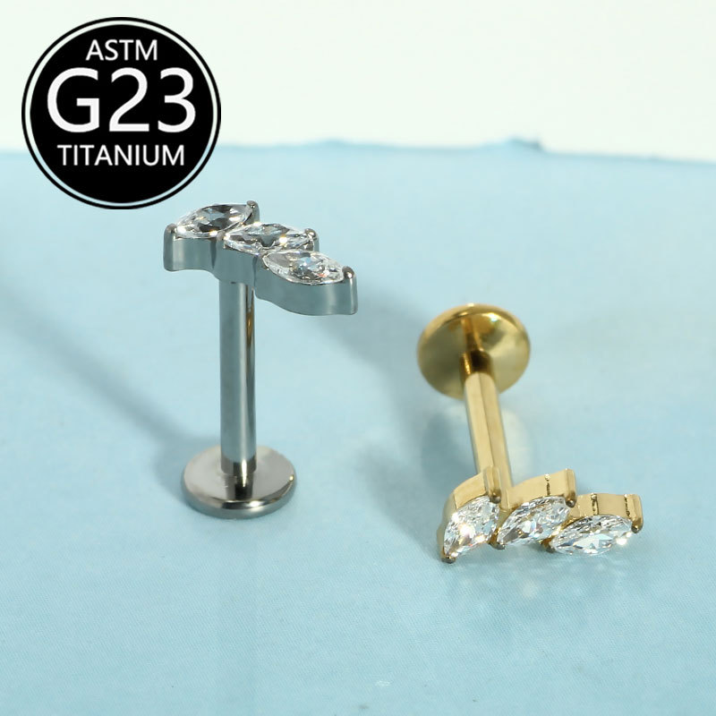 Pointed titanium steel lip stud product view