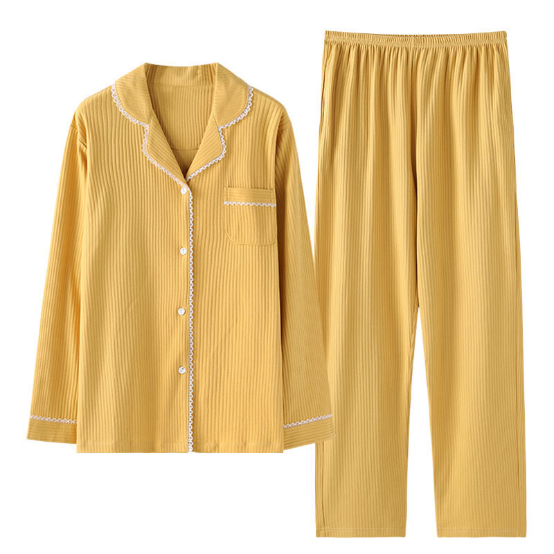 Pijamas de las mujeres de primavera y otoño 100% algodón de manga larga otoño delgada primavera y verano más tamaño otoño desgaste del hogar de algodón