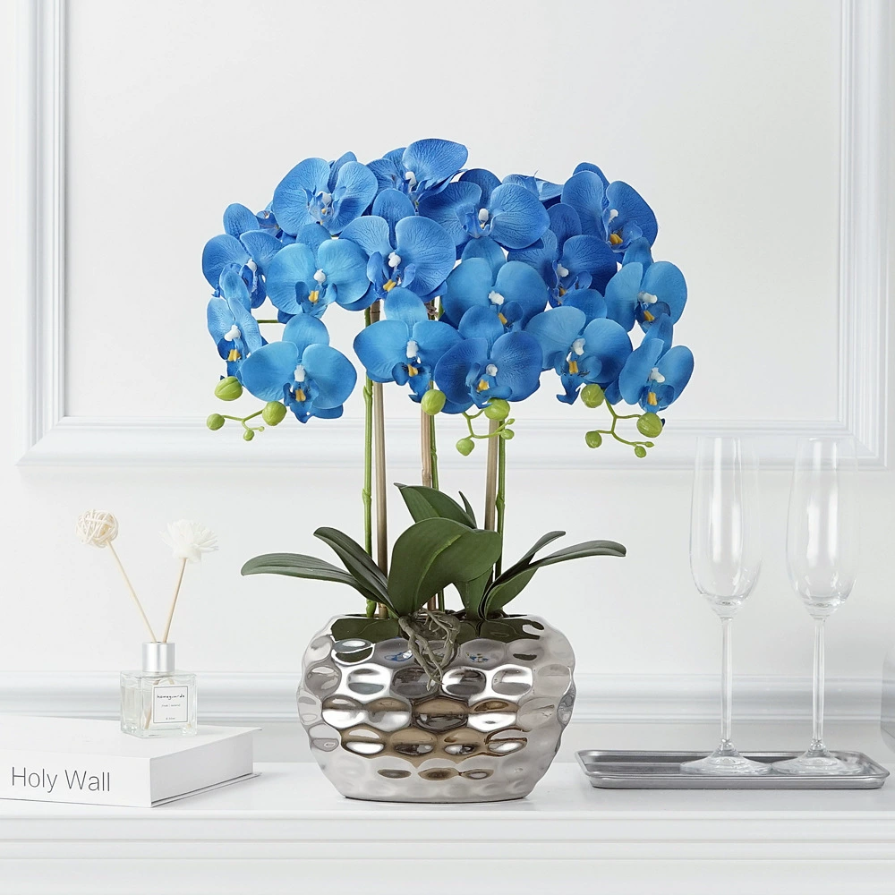Симуляция искусственный цветок Phalaenopsis в горшке набор искусственного цветка из шелка