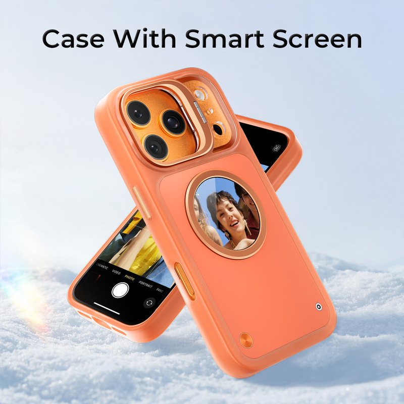 Suitable for Apple iPhone 17 Pro Max phone case, smart round screen electronic screen DIY protective cover Suitable for Apple iPhone 17 Pro Max phone case, smart round screen electronic screen DIY protective cover