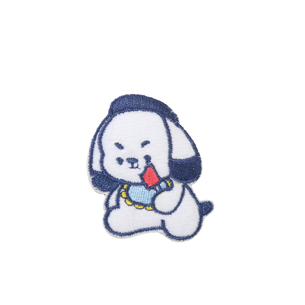 FUENTE suministro directo de fábrica de dibujos animados cachorro autoadhesivas pegatinas de tela accesorios de ropa lindo bordado pegatinas agujero parche pegatinas al por mayor