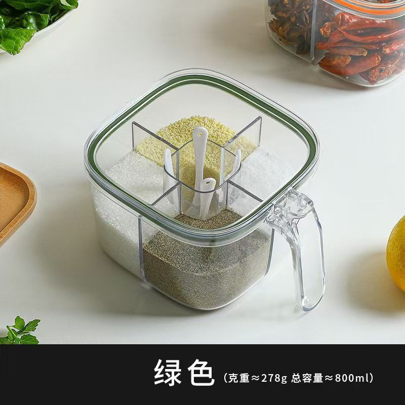 Caixa de condimentos integrada multiplaca doméstica cocina condimentos tanque sellado antihumedad cocina multifuncional almacenamiento monosódico lata de sal