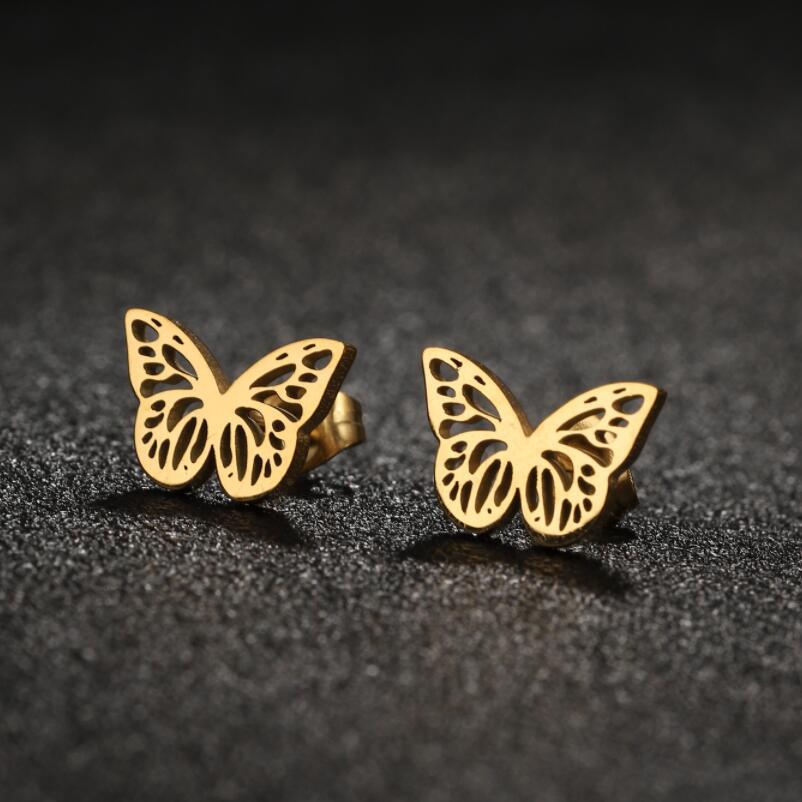 1 Pair Simple Style Butterfly Plating Hollow Out Stainless Steel Ear Studs display picture 3