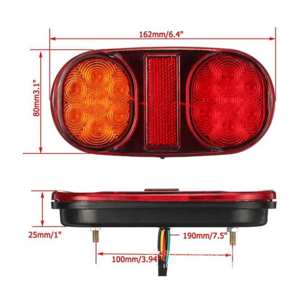 Cross-Border Export 14Led Oval Truck Tail Light 12V24V Truck Tail Light Brake Turn Signal Trailer Light Side Light